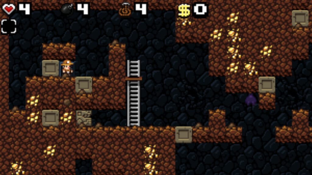 Le joueur voyage dans une grotte dans Spelunky