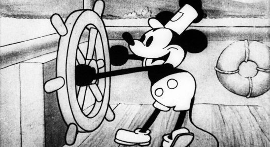 Mickey Mouse in the 1928 cartoon "Steamboat Willie"