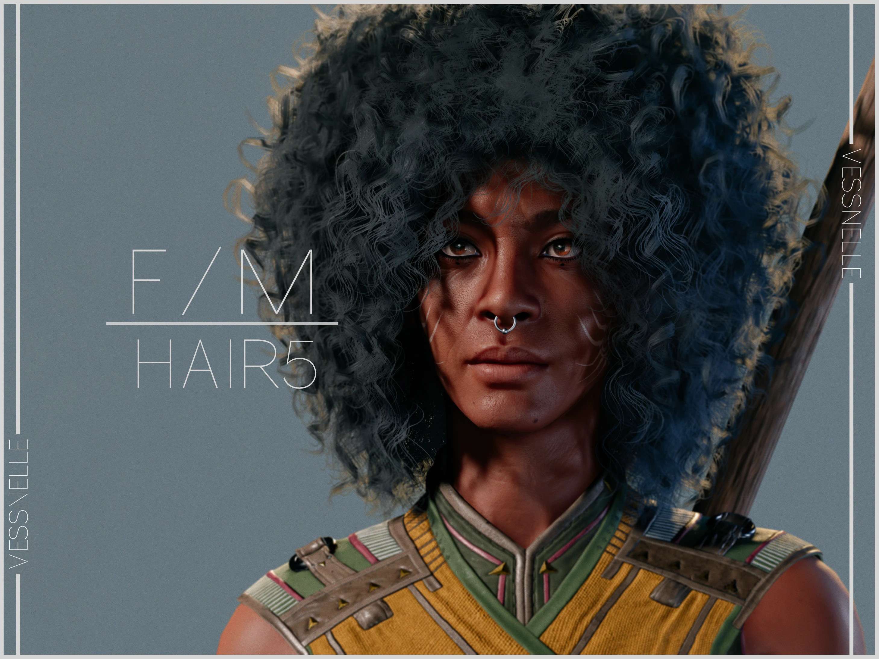 Un personnage de femme noire dans Baldur's Gate 3, avec une texture de cheveux gracieuseté du mod Vessnelle's Hair Collection.