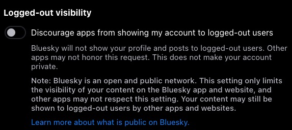 Les paramètres de visibilité de déconnexion de Bluesky s'appliquent à sa propre application et à son site Web