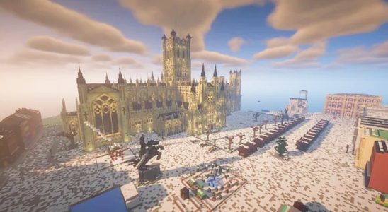 Minecrafter crée une cathédrale britannique enneigée pour Noël