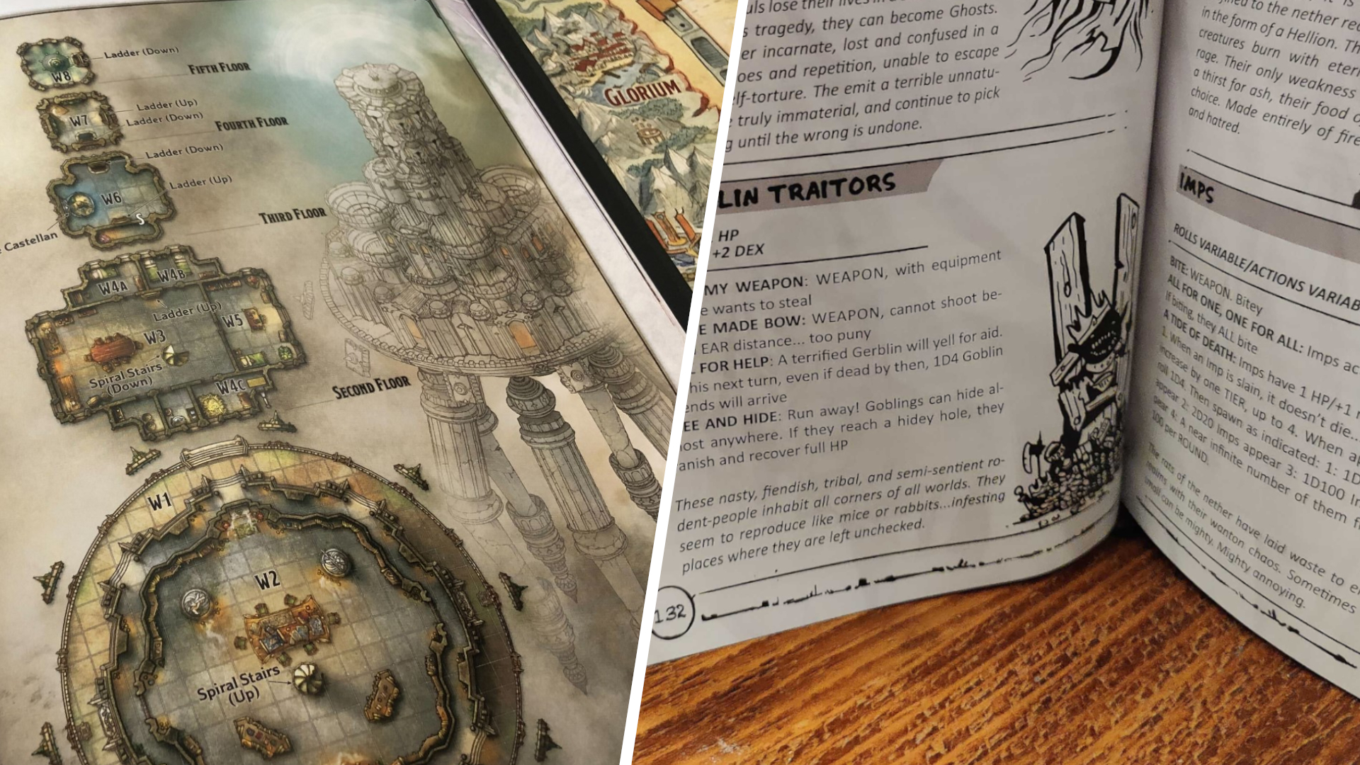 Images d'une carte de Planescape et pages d'Index Card RPG