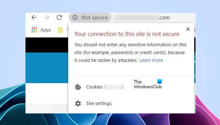 Connexion non sécurisée dans Chrome