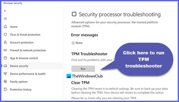 Exécutez l’utilitaire de résolution des problèmes TPM dans Windows 11