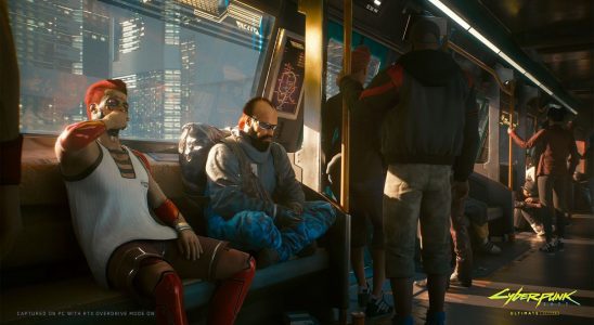 Cyberpunk 2077 screenshot - riding the NCART metro in the 2.1 patch