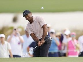 Tiger Woods des États-Unis joue un coup.