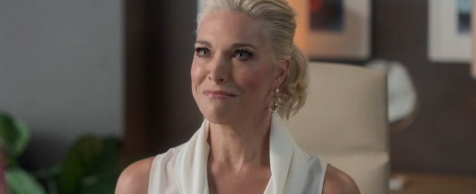 A screenshot of Hannah Waddingham smiling in the season 3 finale of Ted Lasso.