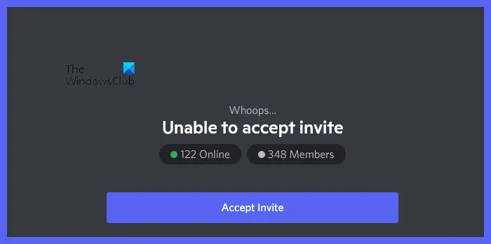 Discord ne peut pas accepter l'invitation