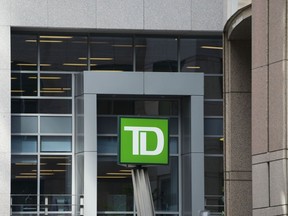 La signalisation de la Banque Toronto-Dominion est photographiée à Ottawa le mercredi 7 septembre 2022.