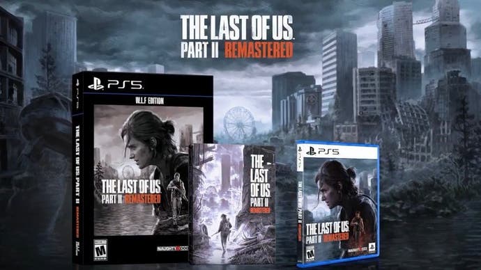 Couverture de The Last of Us Part 2 Remastered pour PS5 montrant Ellie regardant vers le bas et vers la droite