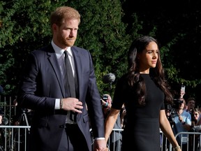 Le duc et la duchesse de Sussex sont vus au château de Windsor à Londres le 10 septembre 2022.