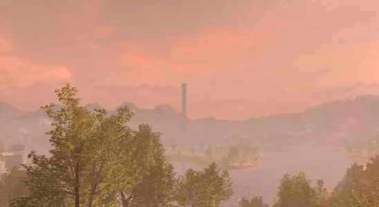 Beyond Skyrim: the Imperial City's tower can be seen in the far distance.