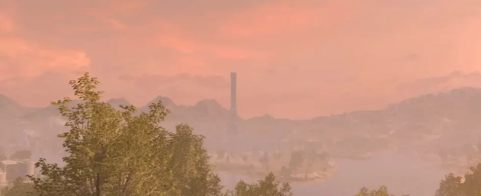 Beyond Skyrim: the Imperial City's tower can be seen in the far distance.
