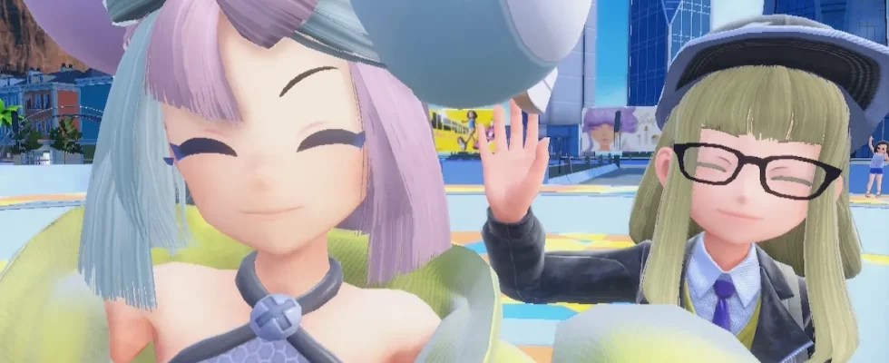 Character smiling in Pokemon Violet.