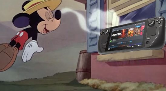Mickey smelling the Steam Deck