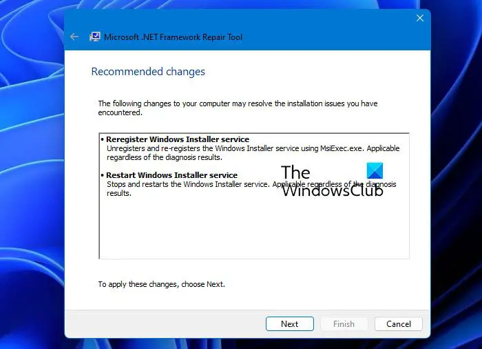 Outil de réparation Microsoft .NET Framework