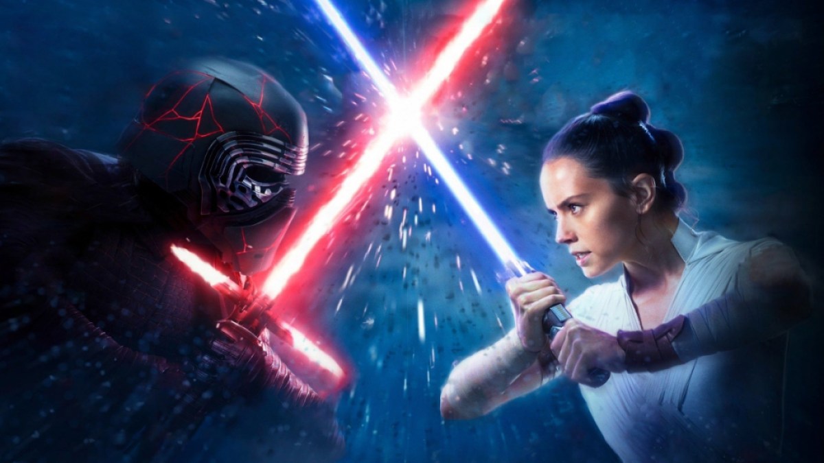 Art promotionnel Star Wars du duel Rey et Kylo Ren