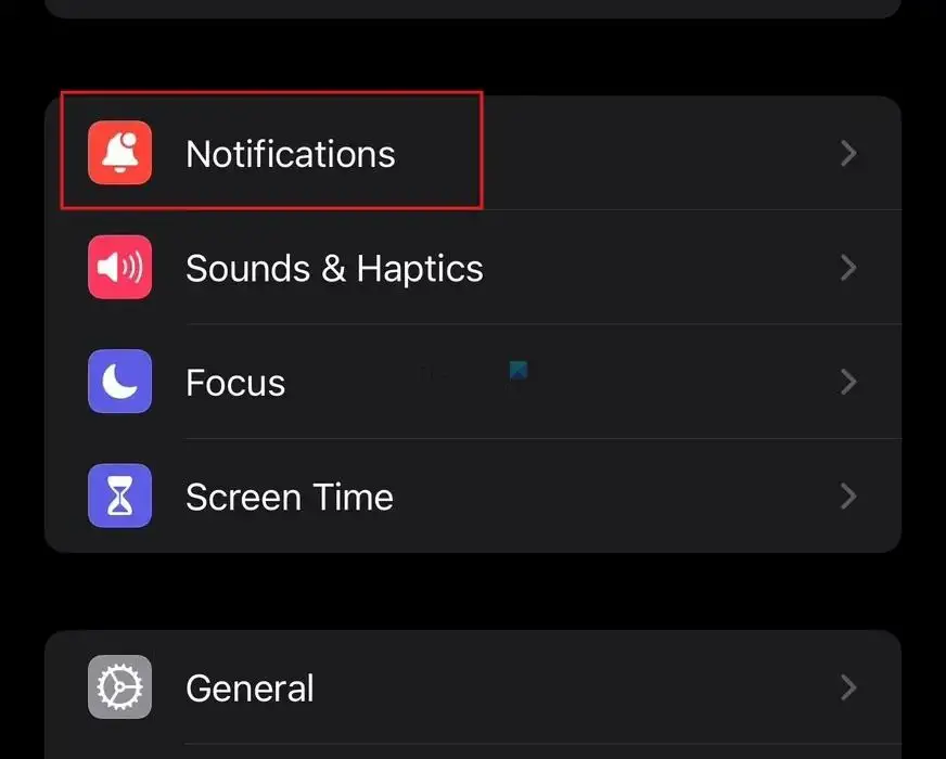 Ouvrir les notifications sur iOS