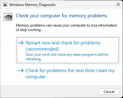 Utiliser l'outil de diagnostic de la mémoire Windows
