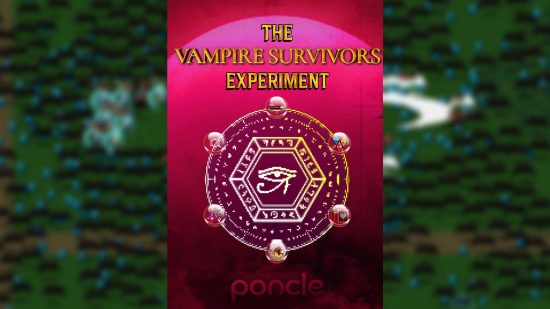 The Vampire Survivors Experiment - Un graphique présentant six icônes dans des bulles autour d'un hexagone, avec l'Œil d'Horus au centre.
