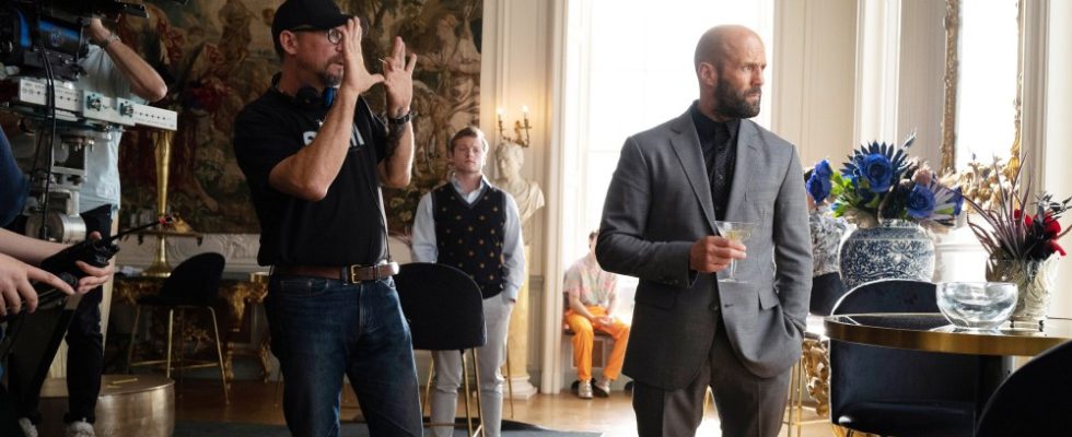 THE BEEKEEPER, from left: director David Ayer, Jason Statham, on set, 2024.  ph: Daniel Smith /© MGM /Courtesy Everett Collection