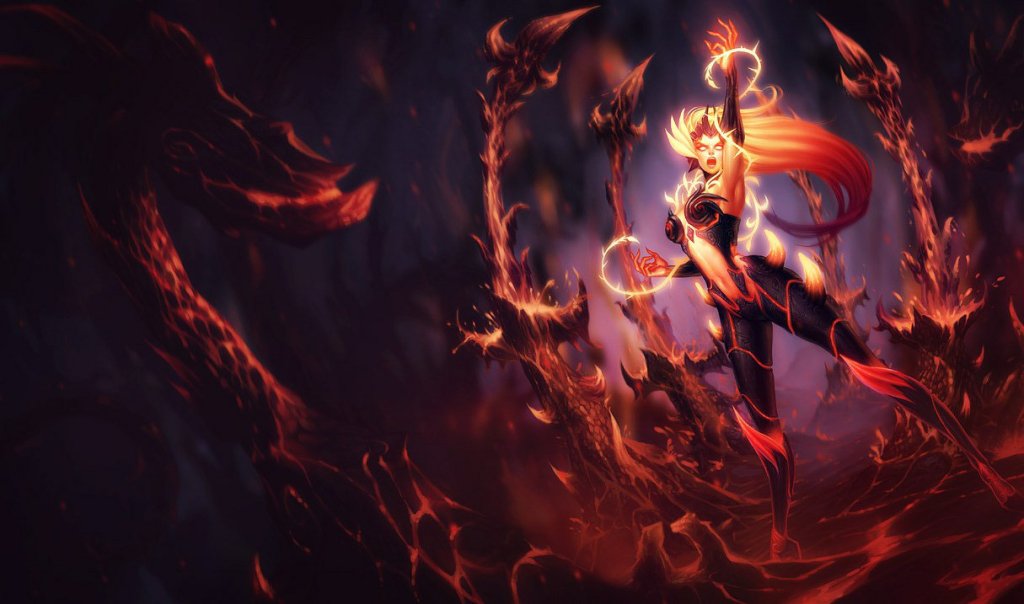 Wildfire Zyra splash art dans League of Legends