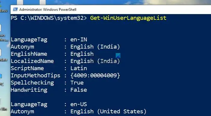 Obtenir la liste des utilisateurs de langue Windows