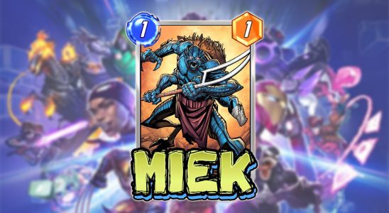 Miek in Marvel Snap. This image is part of an article about the best Miek decks in Marvel Snap.