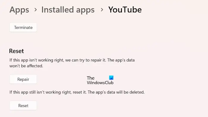 Désinstaller l'application YouTube