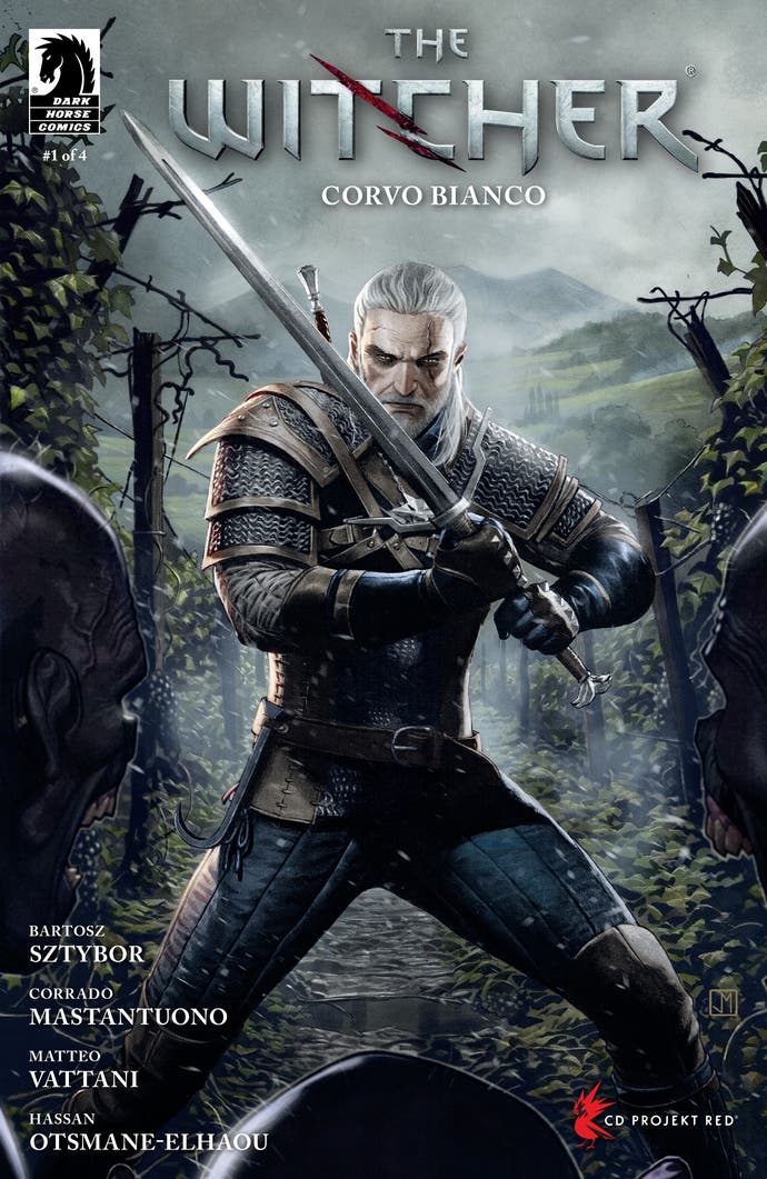 Geralt sur la couverture du prochain comic The Witcher Corvo Bianco