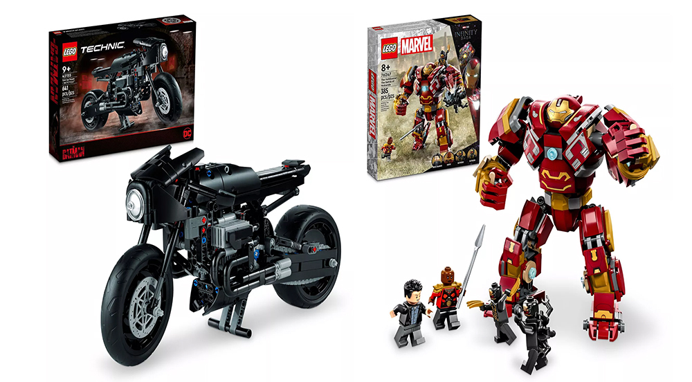 Lego The Batman : modèle Batcycle et ensemble Lego Marvel : Hulkbuster Battle of Wakanda