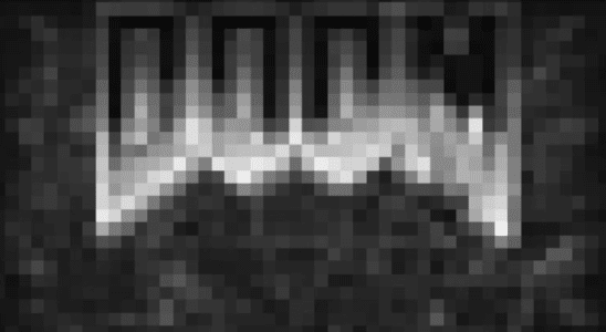 The Doom logo compressed for display via gut bacteria.