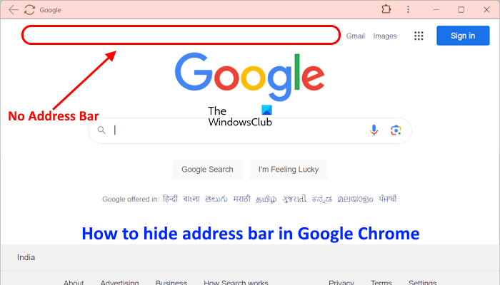 Masquer la barre d'adresse dans Chrome