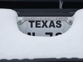 Plaque d'immatriculation du Texas avec de la neige