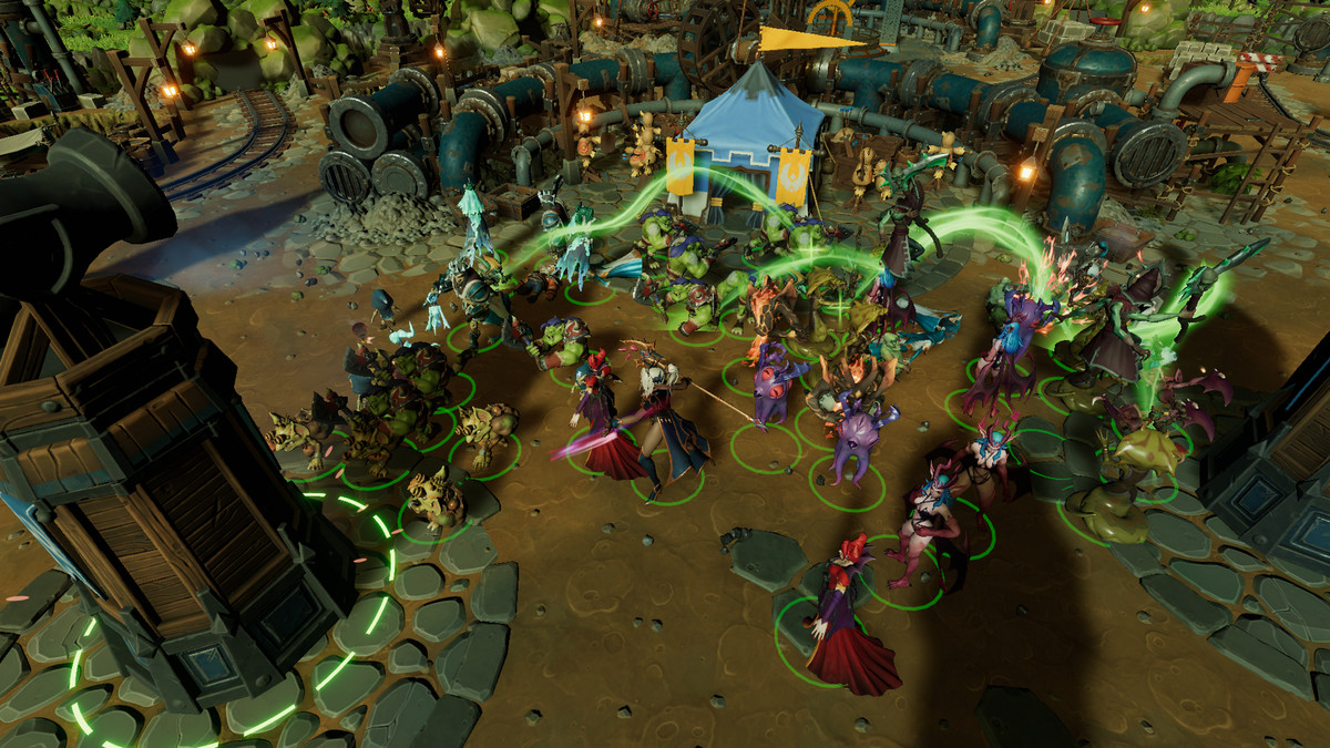 Une capture d'écran de Dungeons 4 montrant la composition de l'armée avec des unités de horde, de démons et de morts-vivants