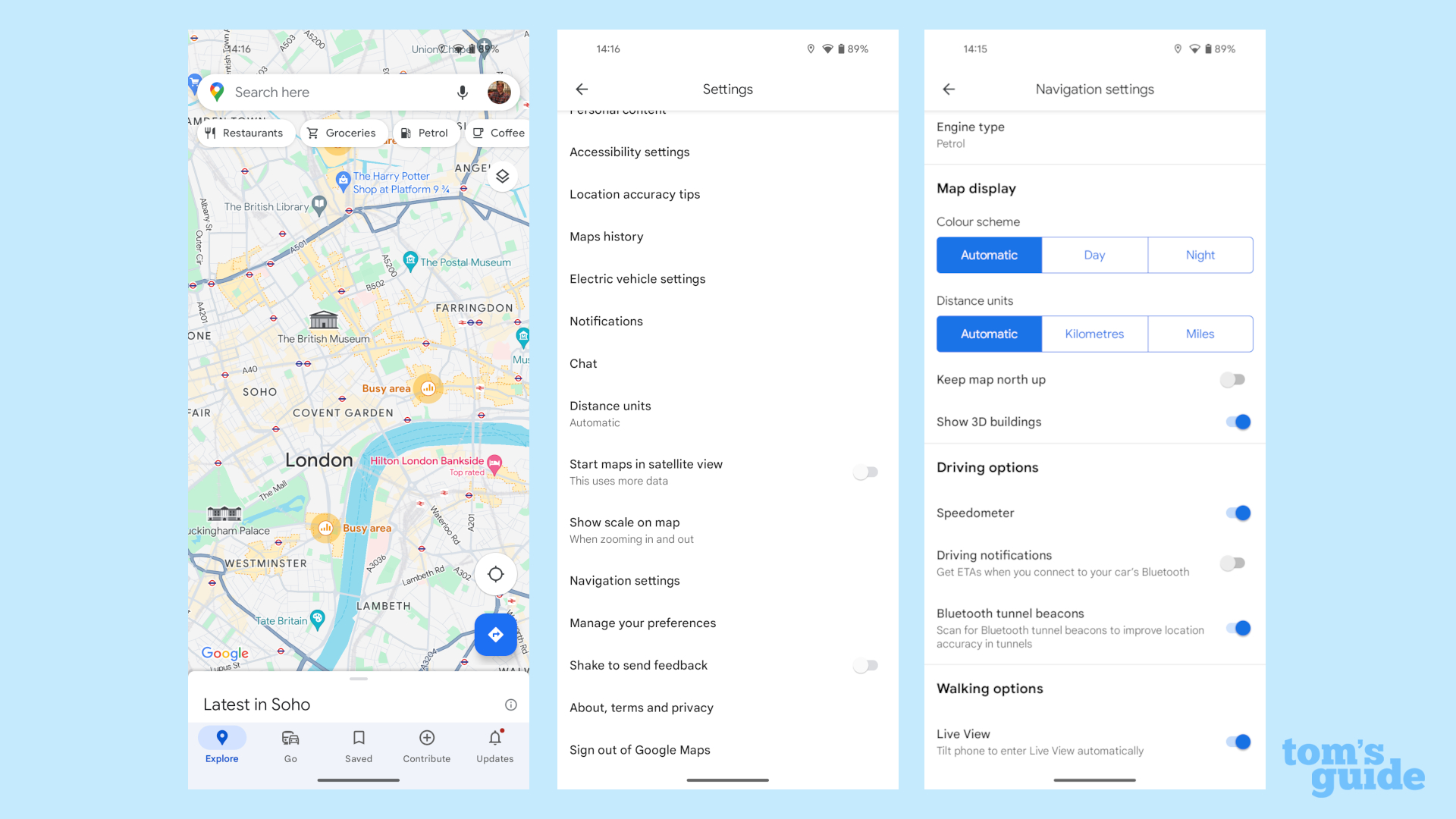 Bascule d'activation Bluetooth pour téléphone Android Google Maps