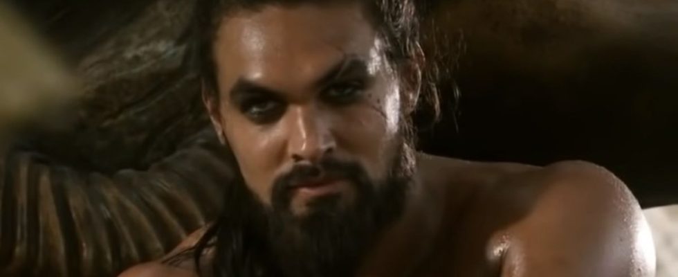 A screenshot of Jason Momoa as Khal Drogo on Game of Thrones.