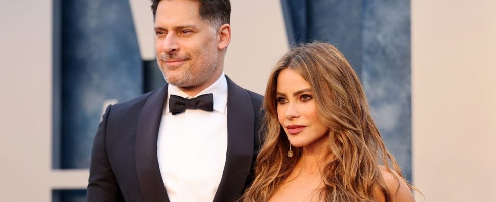 Joe Manganiello and Sofía Vergara attend the 2023 Vanity Fair Oscar Party Hosted By Radhika Jones at Wallis Annenberg Center for the Performing Arts on March 12, 2023 in Beverly Hills, California