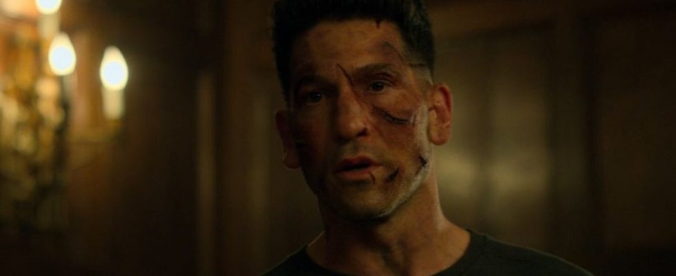 Frank Castle with face cut up in The Punisher