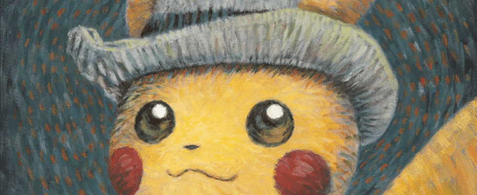Pikachu, a Pokemon mascot, rendered in Van Gogh