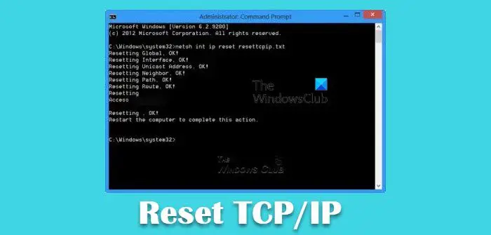 Réinitialiser TCP/IP