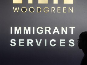 Une enseigne annonçant des services pour les immigrants à Toronto.
