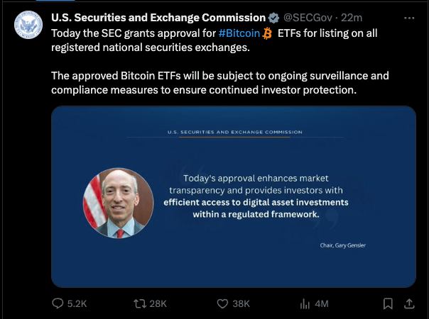 Le tweet malveillant de la SEC, qui a depuis été supprimé.