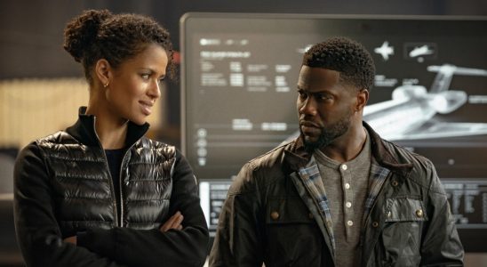 LIFT, from left: Gugu Mbatha-Raw, Kevin Hart, 2024. ph: Christopher Barr / © Netflix / Courtesy Everett Collection