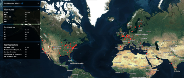 Carte montrant l'emplacement géographique des déploiements ICS, menés par les États-Unis, le Japon, l'Allemagne, la France et le Canada.