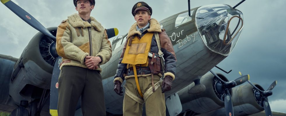 Callum Turner and Austin Butler in "Masters of the Air," now streaming on Apple TV+.