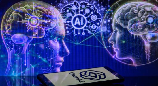 The OpenAI logo is being displayed on a smartphone with an AI brain visible in the background, in this photo illustration taken in Brussels, Belgium, on January 2, 2024. (Photo illustration by Jonathan Raa/NurPhoto via Getty Images)