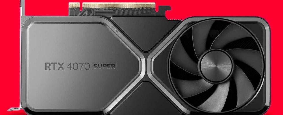 Image of of the GeForce RTX 4070 Super graphics card.