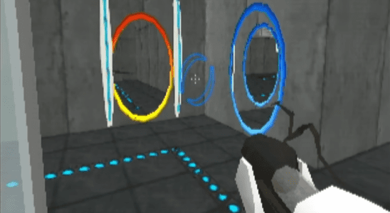 Two portals shown in the Portal N64 demake.
