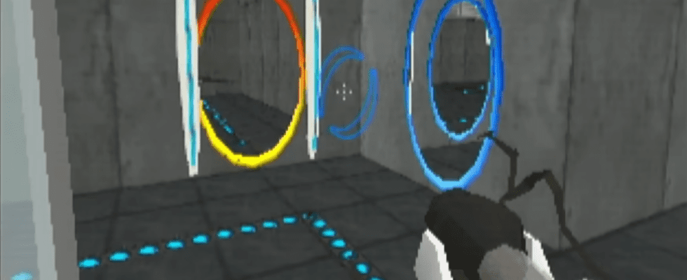 Two portals shown in the Portal N64 demake.